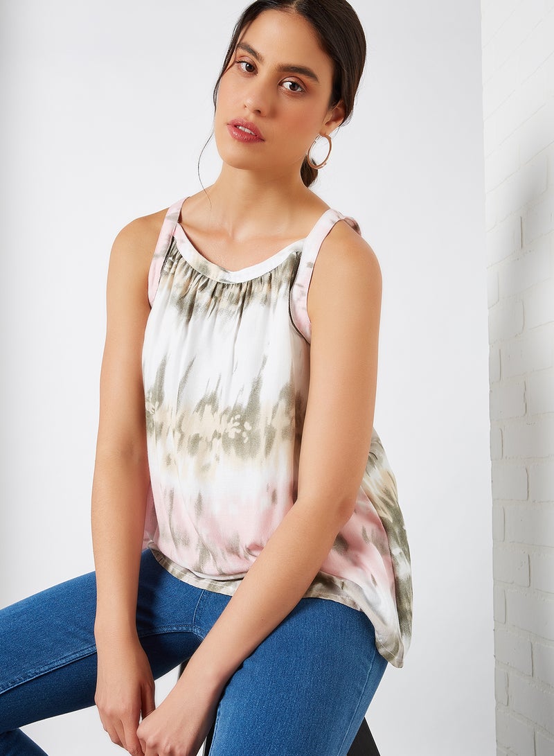 CODE BY LIFESTYLE Tie Dye Printed Sleeveless Top Pink  - Image 1