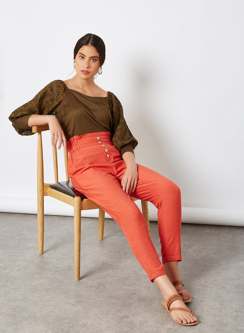 CODE BY LIFESTYLE Balloon Sleeve Textured Top Olive  - Image 4