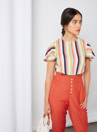 Stripe Print Crop Top Multicolour - v1603474593/N40490367V_1