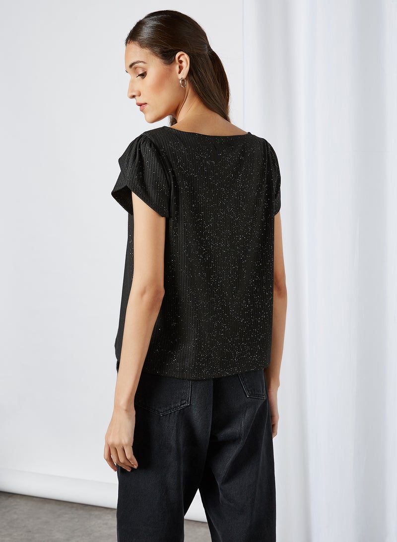 CODE BY LIFESTYLE - Shimmery Ribbed Top Black - Image 1