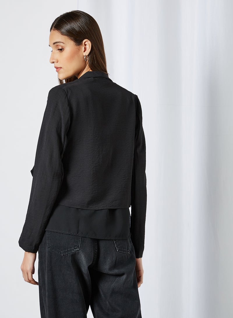 CODE BY LIFESTYLE - Layered Detail Cardigan Black - Image 1