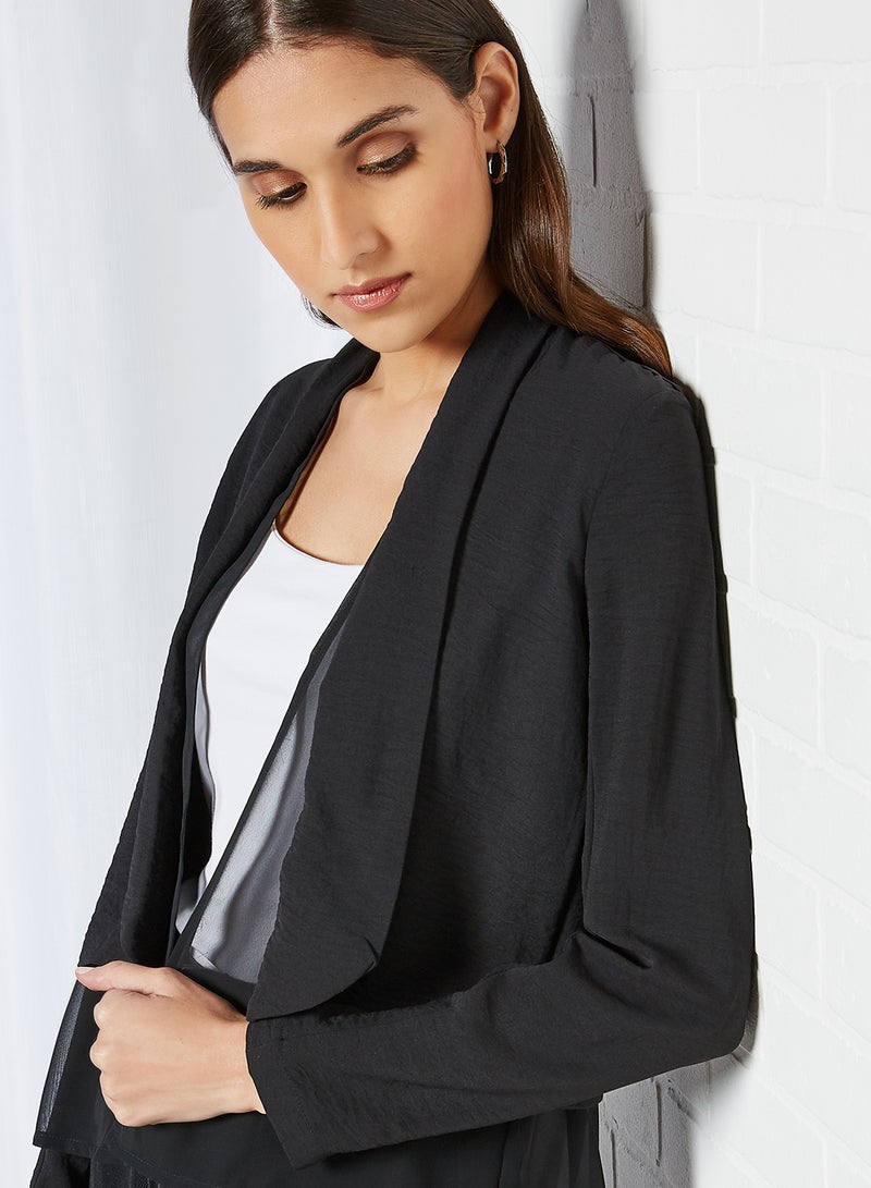 CODE BY LIFESTYLE - Layered Detail Cardigan Black - Image 1
