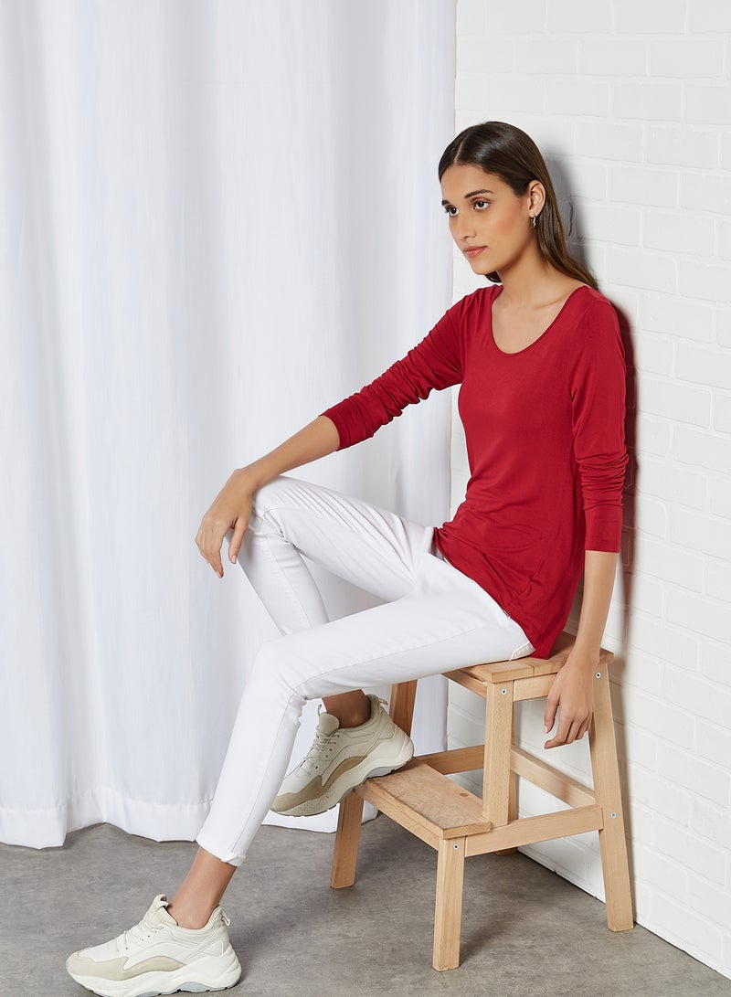 CODE BY LIFESTYLE Crew Neck T-Shirt Red  - Image 2