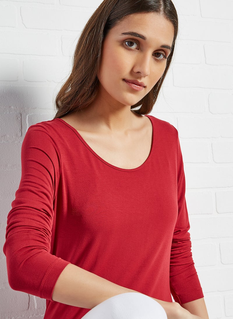 CODE BY LIFESTYLE Crew Neck T-Shirt Red  - Image 4