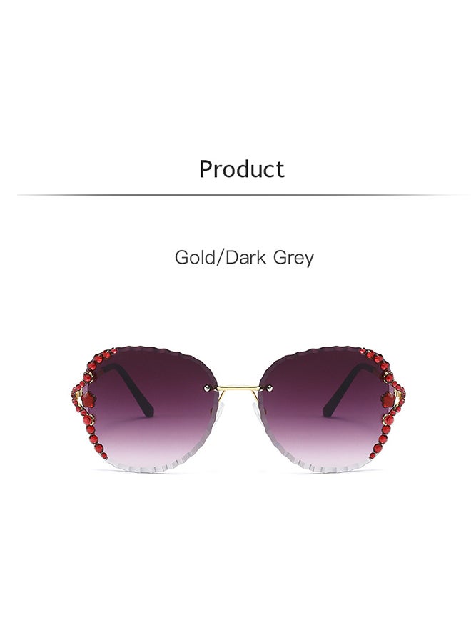 Women's Sunglasses 2020 New Personality Diamond-Studded Crystal Frameless Cut-Edge Sunglasses Korean Street Style Ins Net Red Sunglasses(Gradient Dark Gray) - Image 2