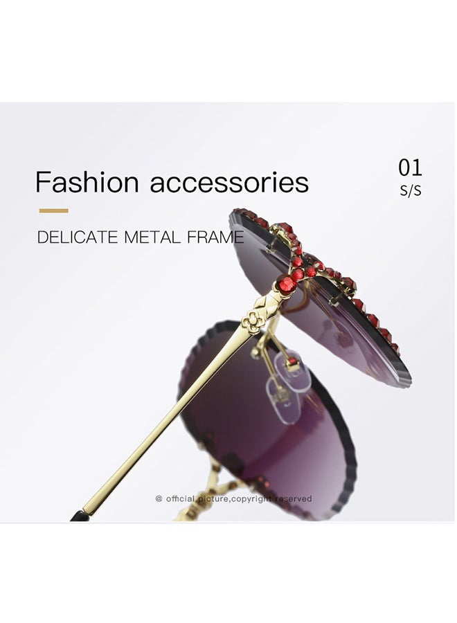 Women's Sunglasses 2020 New Personality Diamond-Studded Crystal Frameless Cut-Edge Sunglasses Korean Street Style Ins Net Red Sunglasses(Gradient Dark Gray) - Image 4