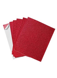 Generic 10-Piece A4 Chiisen Glitter Self Adhesive Eva Foam Sheet Red  - Image 1