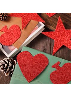 Generic 10-Piece A4 Chiisen Glitter Self Adhesive Eva Foam Sheet Red  - Image 2