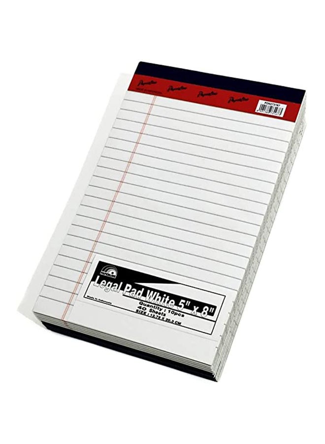 نوت بوك، حجم الورق 5x8 بوصة - 10 قطع أبيض
