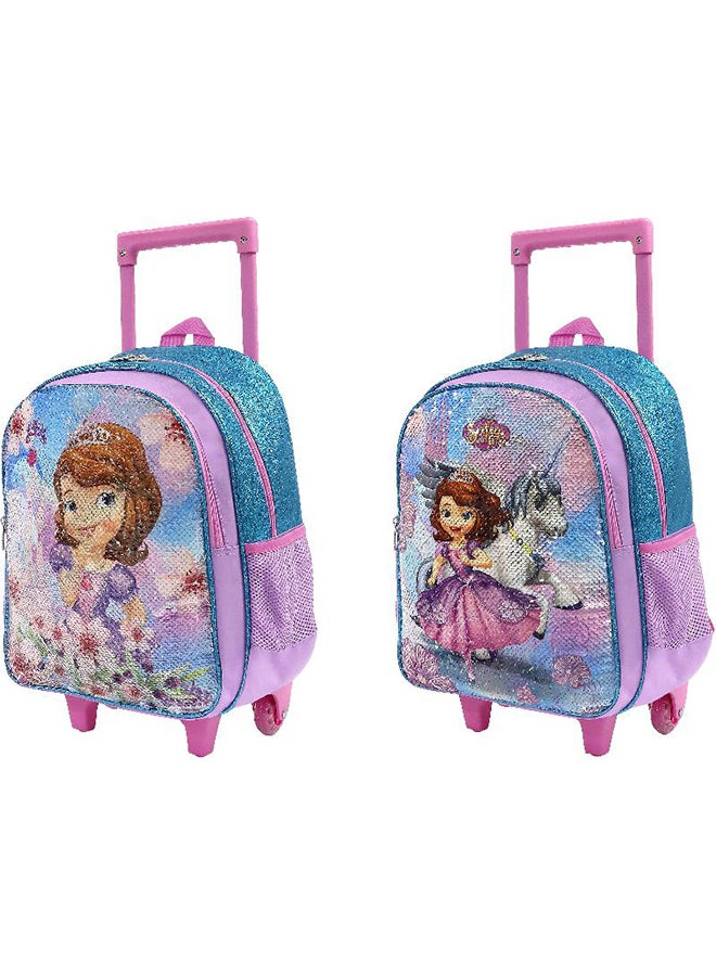 Disney - Princess Sofia First Large Rolling Backpack School Book Bag Pink/Purple - Image 1