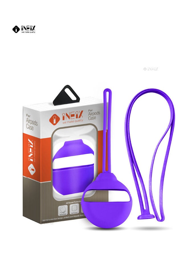 إينيكس غطاء حماية من السيليكون مع سوار لليد والرقبة لسماعة هواوي فري بادز 3 أرجواني - Image 2