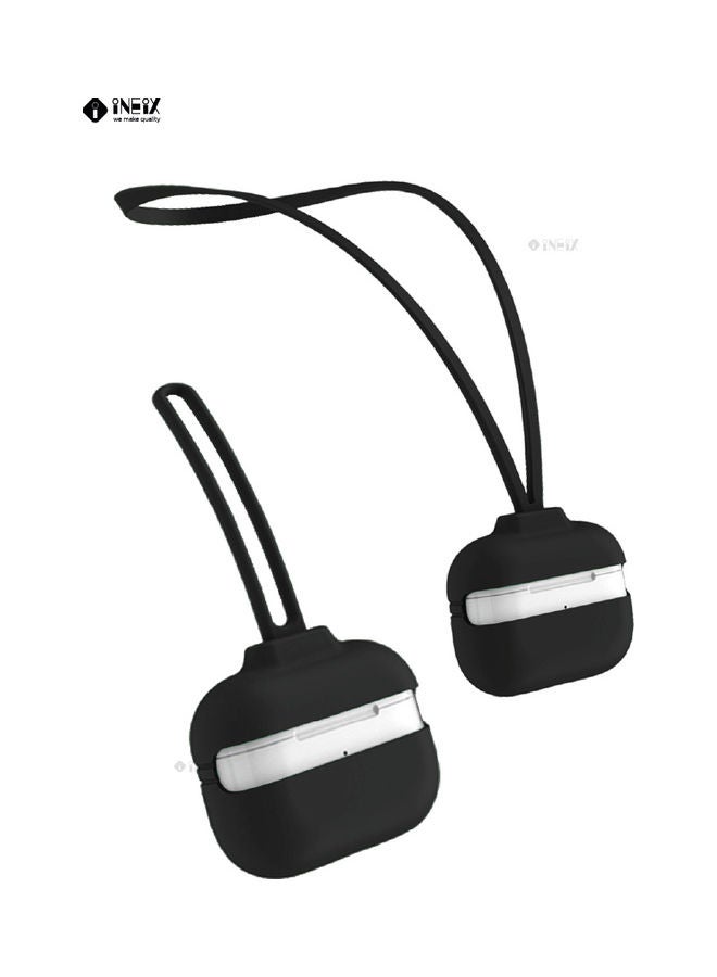 INEIX - Silicone Case Cover With Hand & Neck Strap For Apple AirPods  Pro Black - Image 1