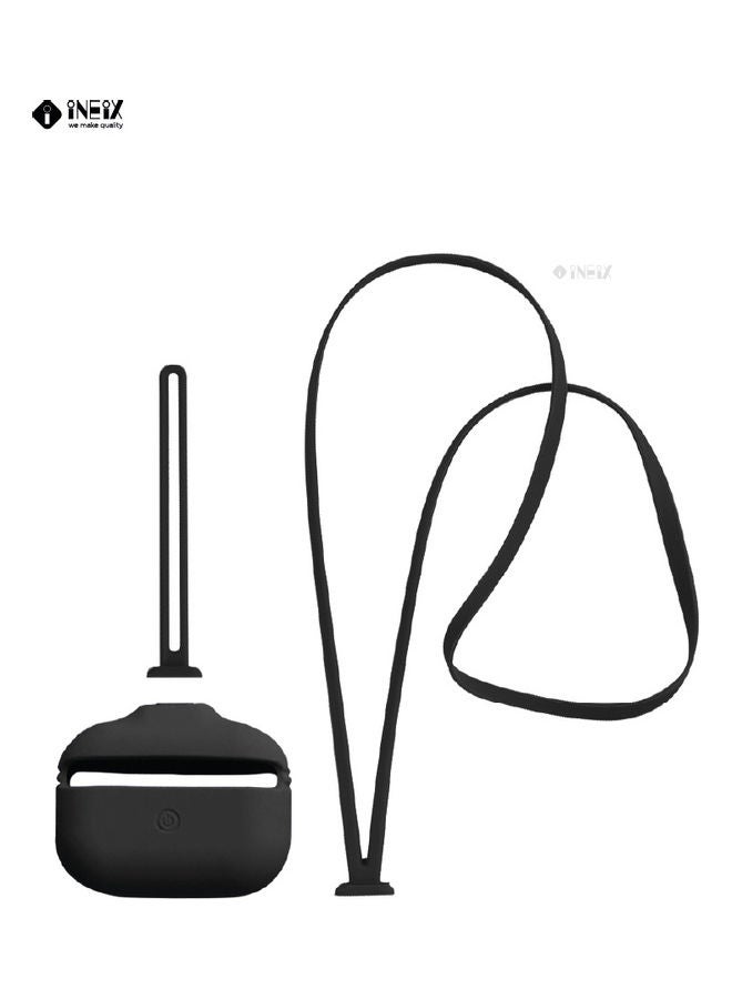 INEIX - Silicone Case Cover With Hand & Neck Strap For Apple AirPods  Pro Black - Image 1