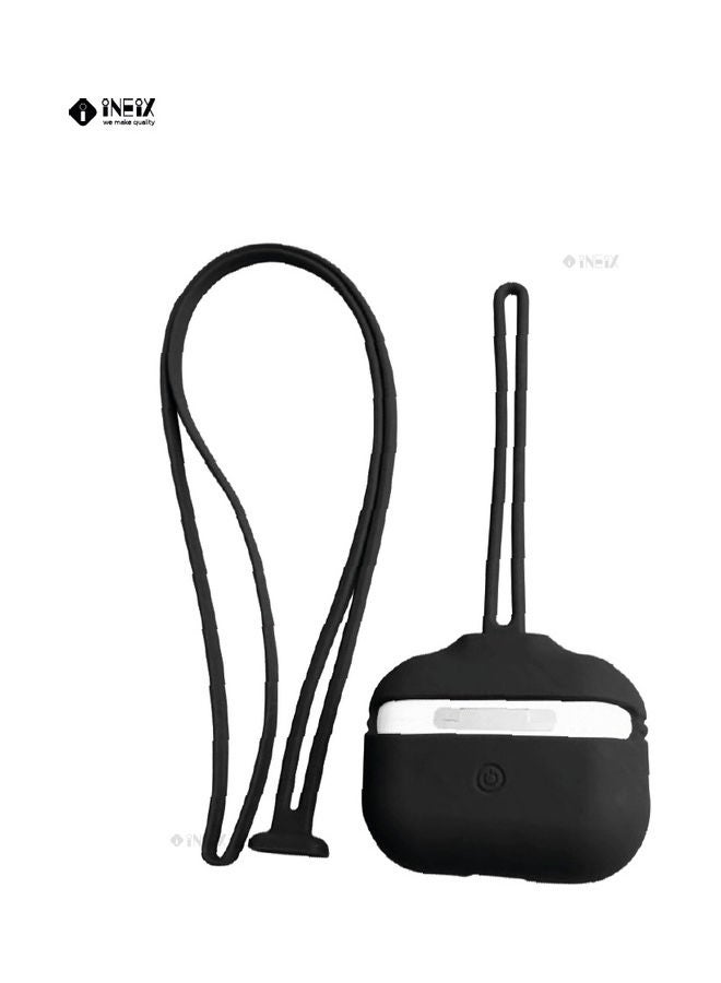 INEIX - Silicone Case Cover With Hand & Neck Strap For Apple AirPods  Pro Black - Image 1