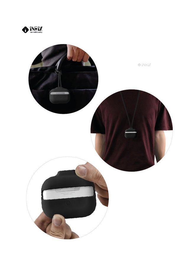 INEIX - Silicone Case Cover With Hand & Neck Strap For Apple AirPods  Pro Black - Image 1