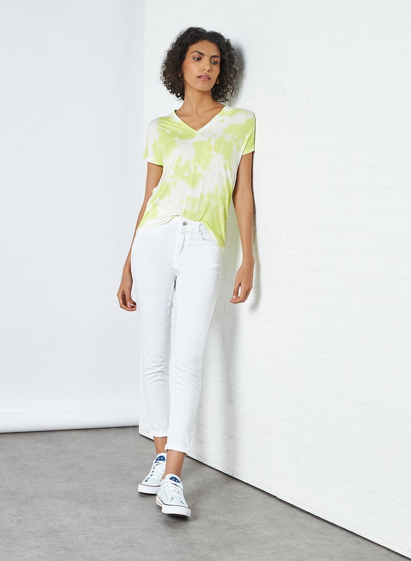 CODE BY LIFESTYLE Tie Dye V-Neck T-Shirt Green  - Image 2