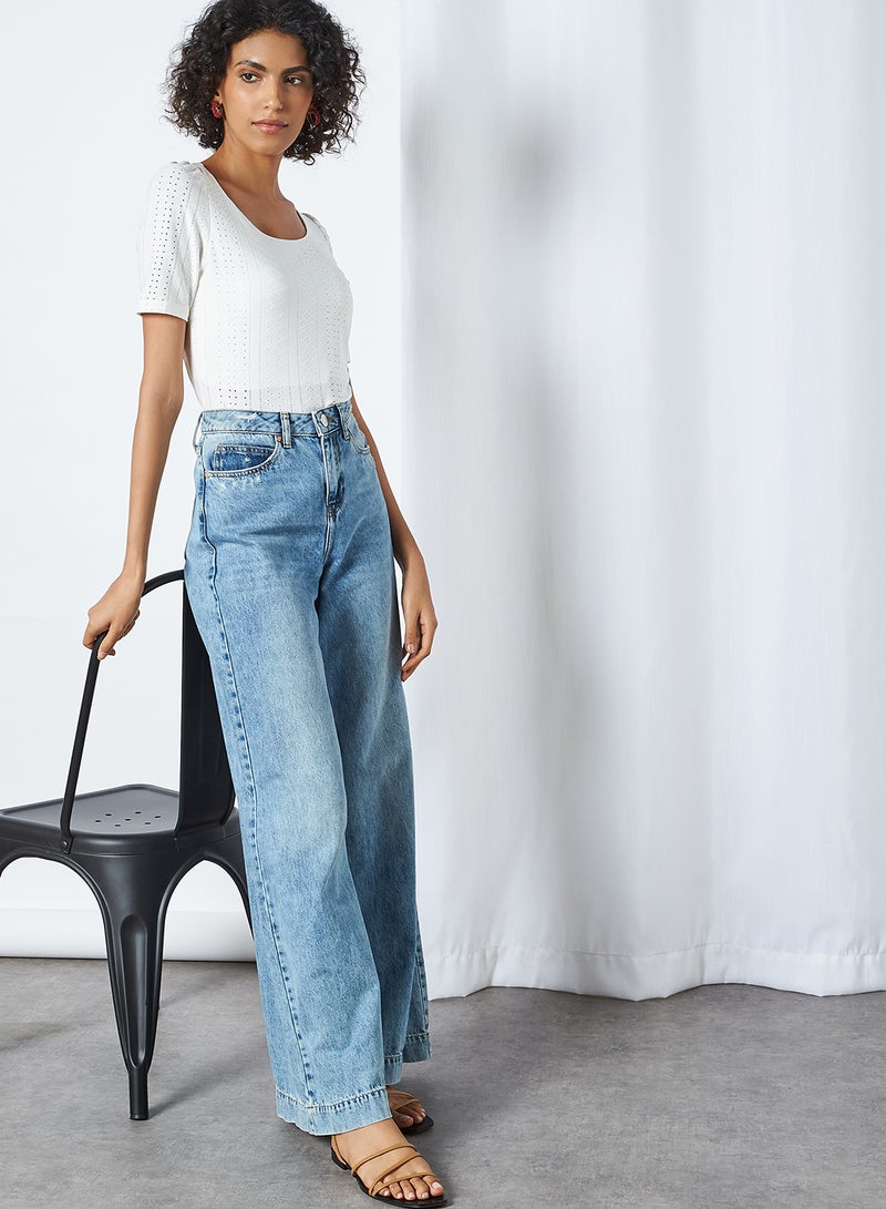 CODE BY LIFESTYLE - Schiffli Slim Fit Top White - Image 1