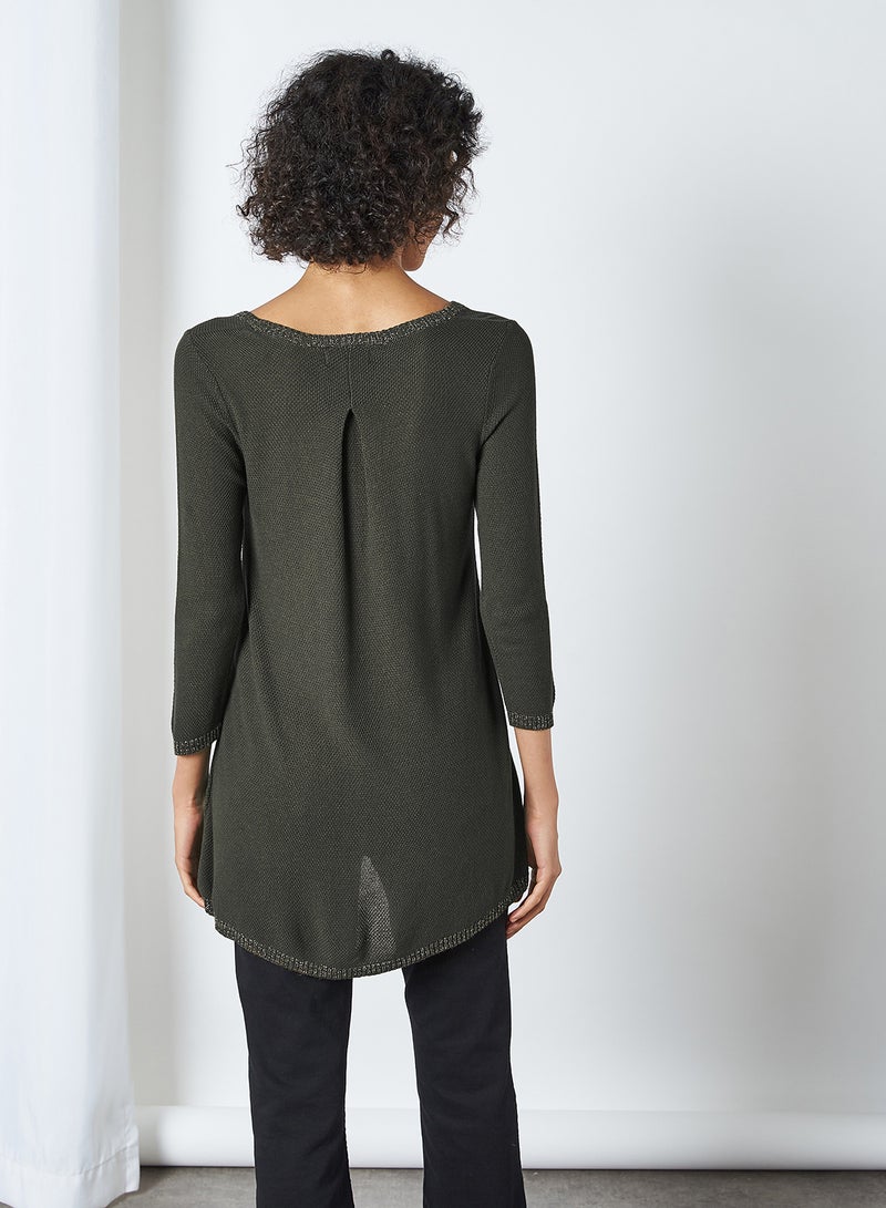CODE BY LIFESTYLE Hi-Low Hem Flat Knit Top Olive  - Image 4