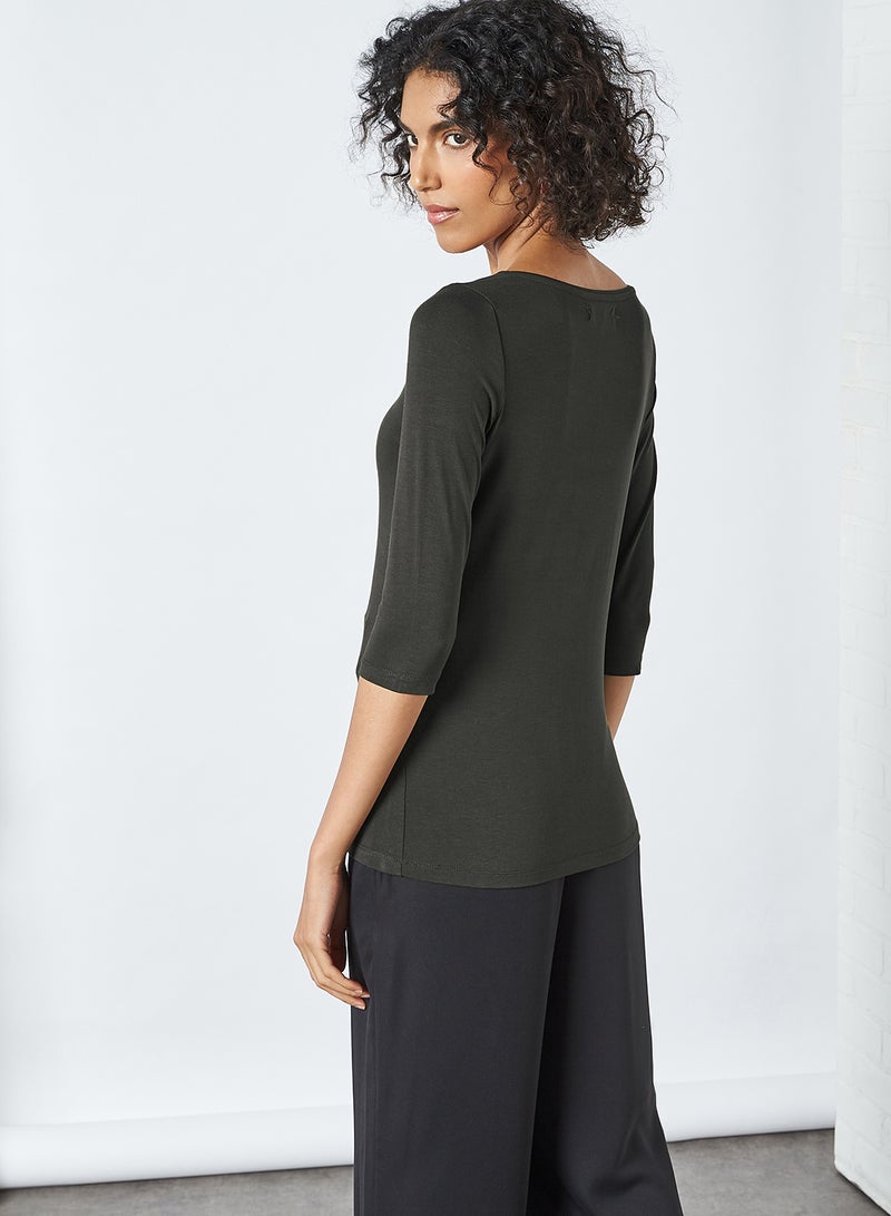 CODE BY LIFESTYLE Crew Neck T-Shirt Olive  - Image 3
