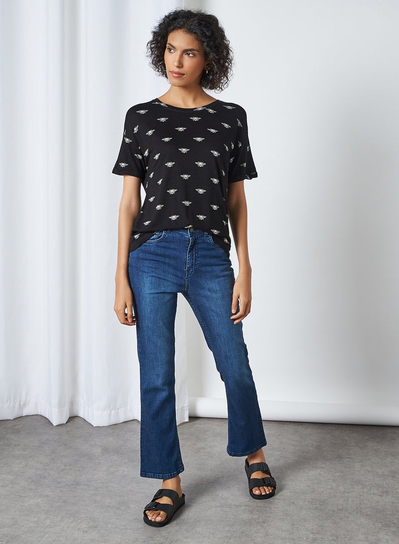 FAME FOREVER - All Over Bee Print Top Black - Image 1