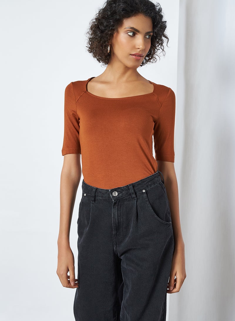 CODE BY LIFESTYLE - Crew Neck T-Shirt Tan - Image 1