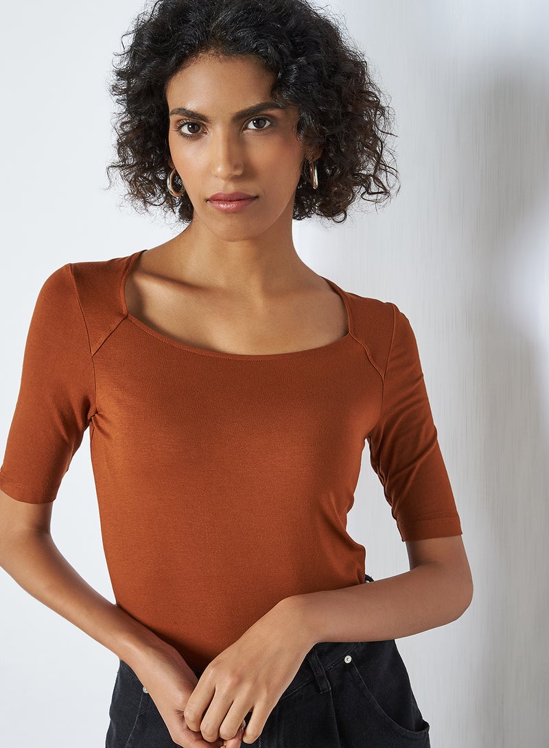 CODE BY LIFESTYLE - Crew Neck T-Shirt Tan - Image 1