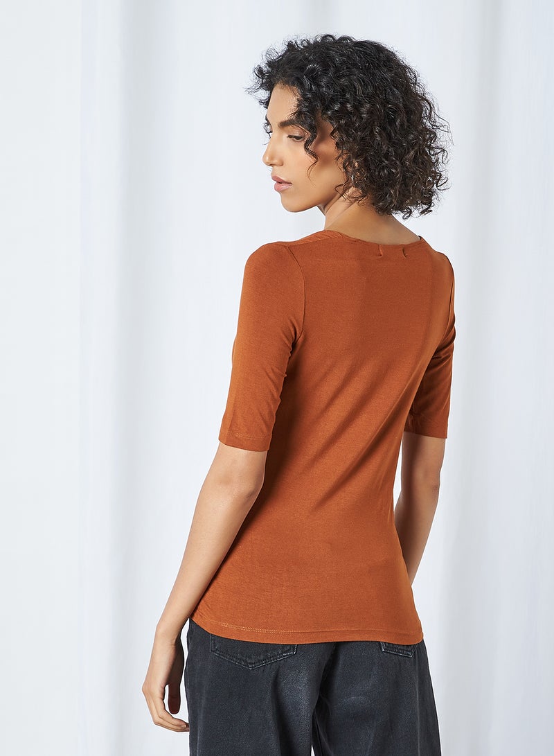 CODE BY LIFESTYLE - Crew Neck T-Shirt Tan - Image 1