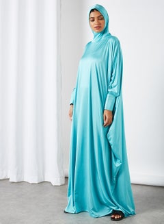 Long Sleeve Plain Maxi Prayer Dress Blue
