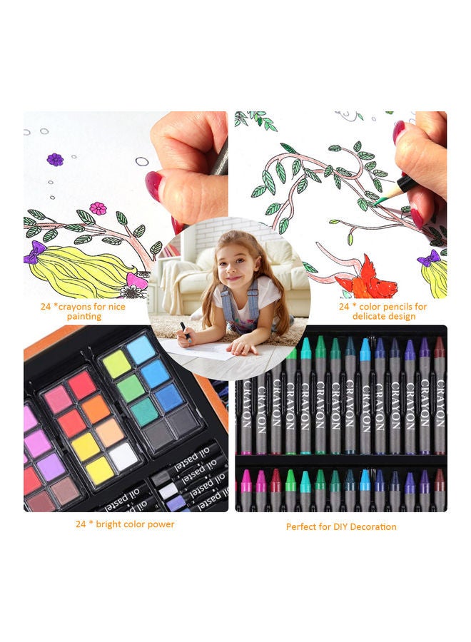 H&B - Brush Pencil Crayon Oil Painting Stick Art Set Kit for Children Kids Adults Artist Drawing Picturing Coloring Sketching Calligraphy Portable Present Gift Multicolor - Image 1