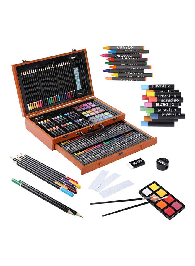 H&B - Brush Pencil Crayon Oil Painting Stick Art Set Kit for Children Kids Adults Artist Drawing Picturing Coloring Sketching Calligraphy Portable Present Gift Multicolor - Image 1