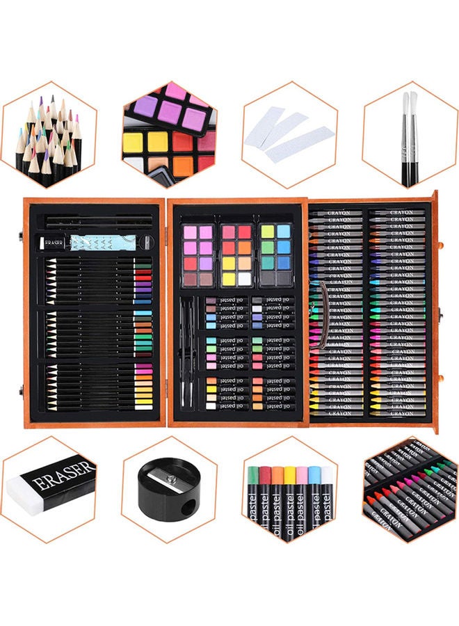 H&B - Brush Pencil Crayon Oil Painting Stick Art Set Kit for Children Kids Adults Artist Drawing Picturing Coloring Sketching Calligraphy Portable Present Gift Multicolor - Image 1