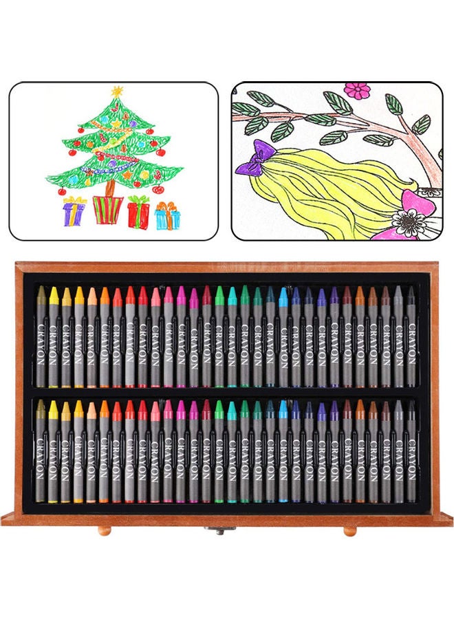 H&B - Brush Pencil Crayon Oil Painting Stick Art Set Kit for Children Kids Adults Artist Drawing Picturing Coloring Sketching Calligraphy Portable Present Gift Multicolor - Image 1