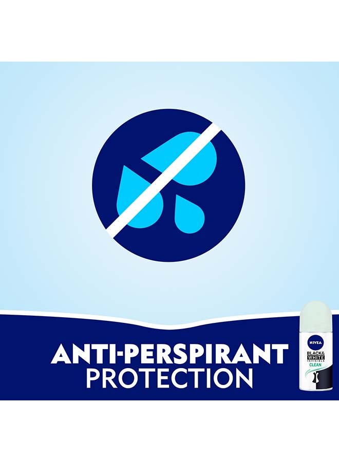 Nivea Black And White Invisible Clean Antiperspirant for Women Roll On Pack of 2 50ml - Image 3