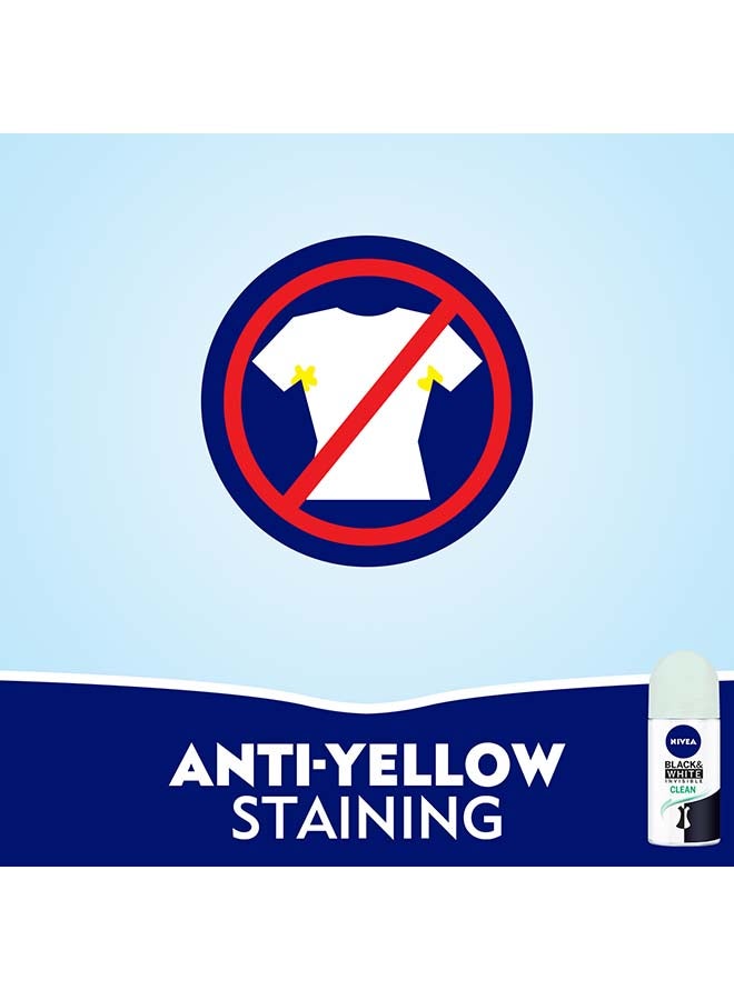 Nivea Black And White Invisible Clean Antiperspirant for Women Roll On Pack of 2 50ml - Image 4