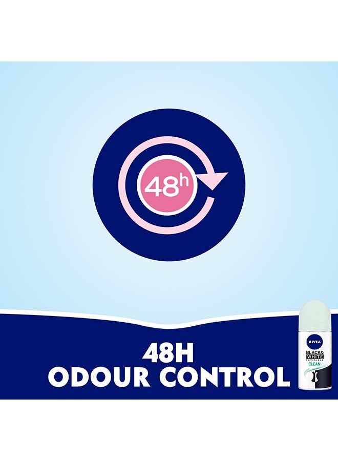 Nivea Black And White Invisible Clean Antiperspirant for Women Roll On Pack of 2 50ml - Image 5