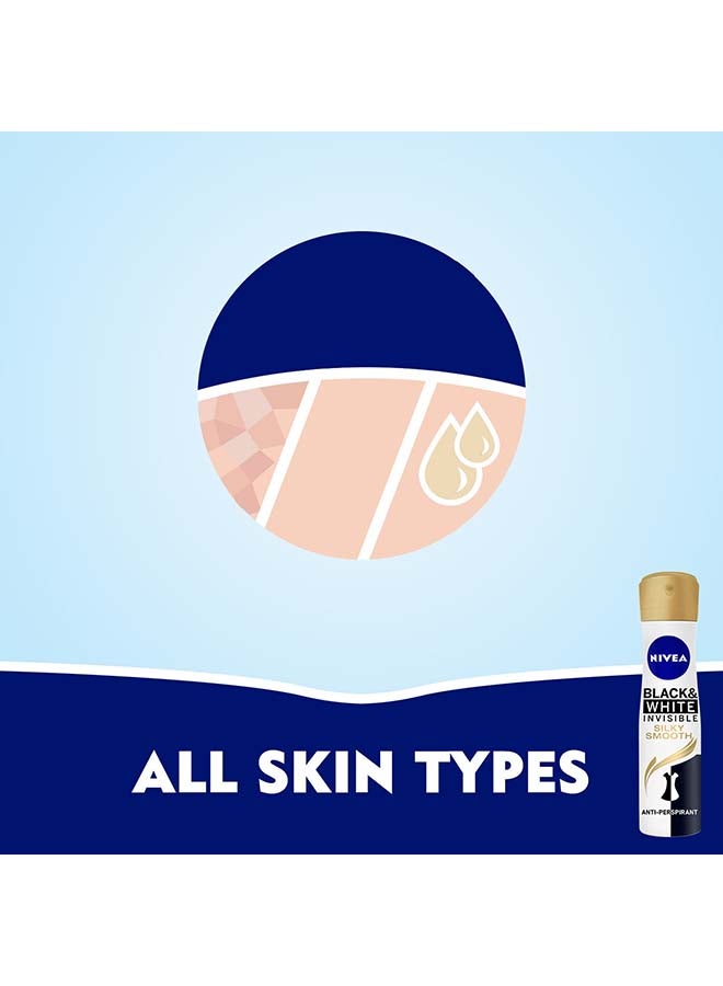 Nivea Black And White Silky Smooth Antiperspirant Spray Pack Of 2 150ml - Image 3