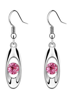 Round Cut Rhinestone Inlaid Water Drop Dangle Earrings