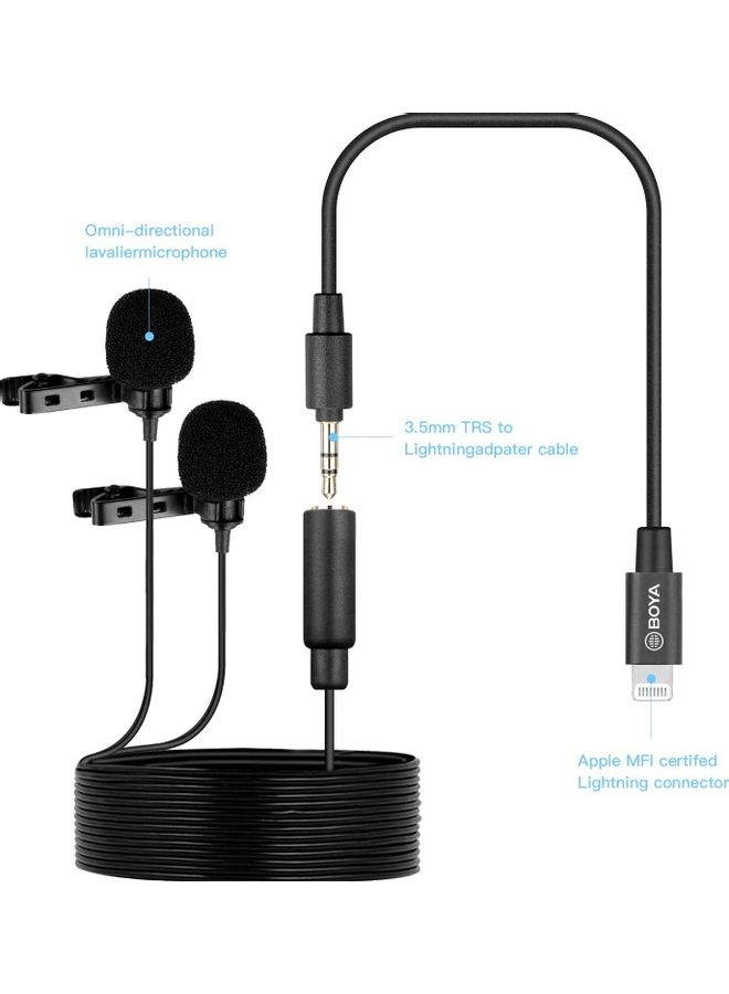 BOYA - Dual Lavalier Lightening Connector Microphone M2D BY-M2D Black - Image 1