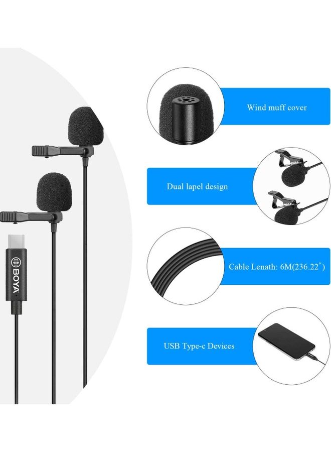 BOYA - Dual Lavalier Type-C Connector Microphone M3D BY-M3D Black - Image 1