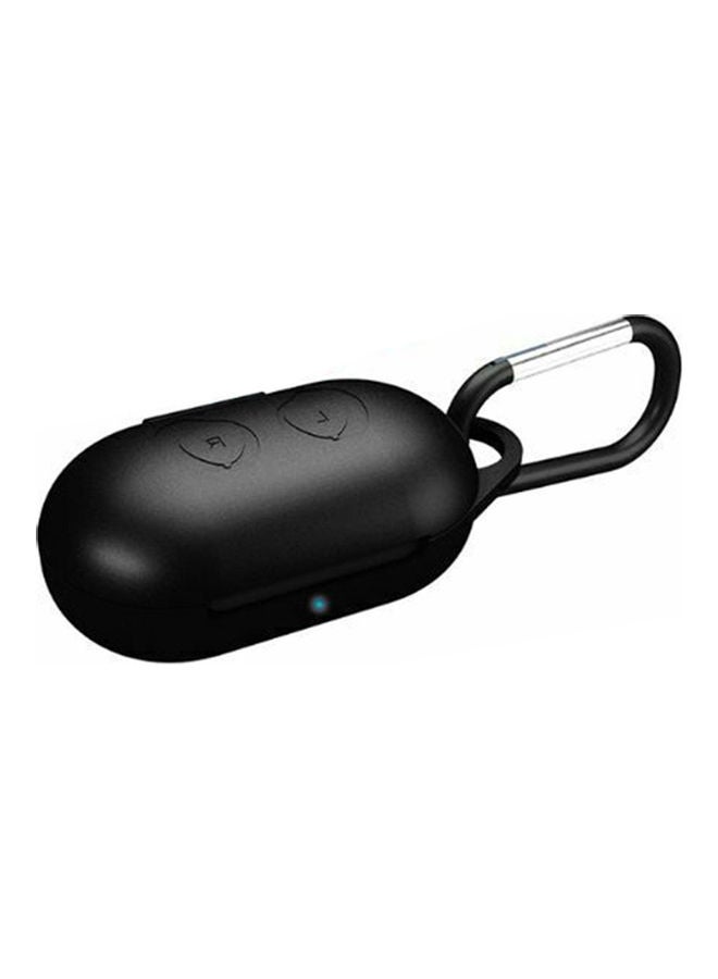 Portable Silicone Case Cover Protector for Samsung Galaxy Buds with Carabiner Black - Image 1