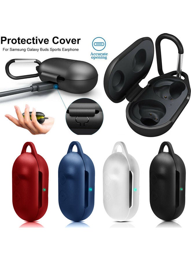 Portable Silicone Case Cover Protector for Samsung Galaxy Buds with Carabiner Black - Image 2