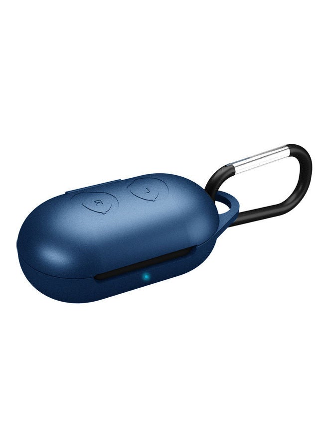 Portable Silicone Case Cover Protector for Samsung Galaxy Buds with Carabiner Blue - Image 1