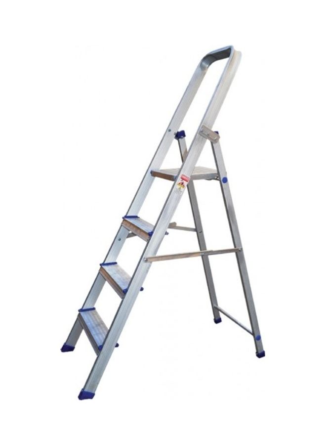 Foldable Aluminum Ladder with Platform 4 Steps Silver 156cm