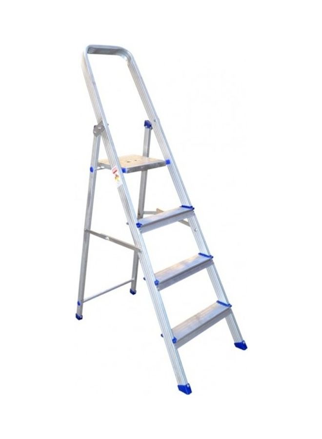 Foldable Aluminum Ladder with Platform 4 Steps Silver 156cm