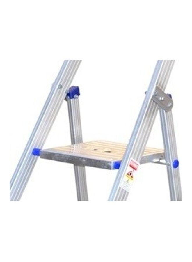 Foldable Aluminum Ladder with Platform 4 Steps Silver 156cm