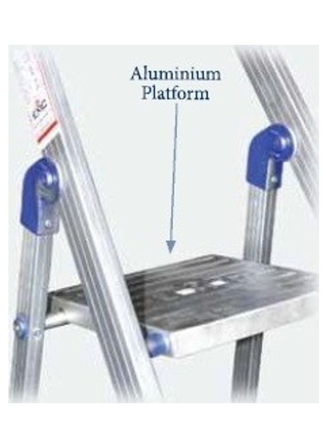 Foldable Aluminum Ladder with Platform 4 Steps Silver 156cm