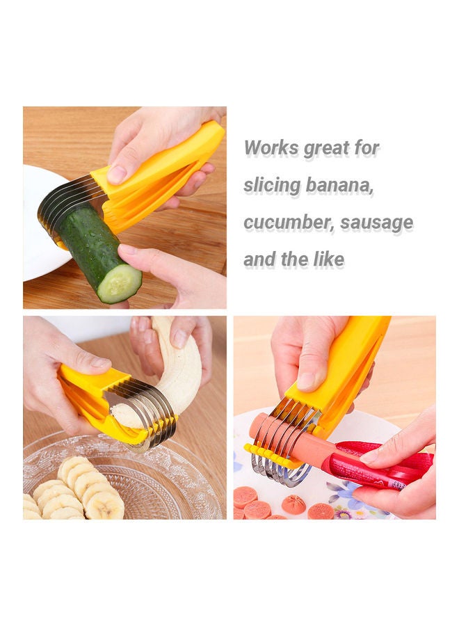 Generic - Banana Slicer Stainless Steel Fruit Salad Cutter Kitchen Tools for Cucumber Sausage Banana Yellow - Image 1