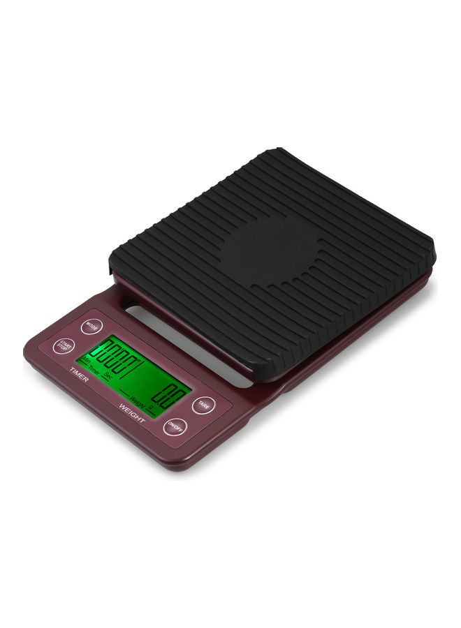 Digital Kitchen Scale Food Scale Coffee Scale with Timer and Tare 3kg/0.1g Accurate Electric Kitchen Scale with Large LCD 5 Units Burgundy 23*5*15cm - Image 1