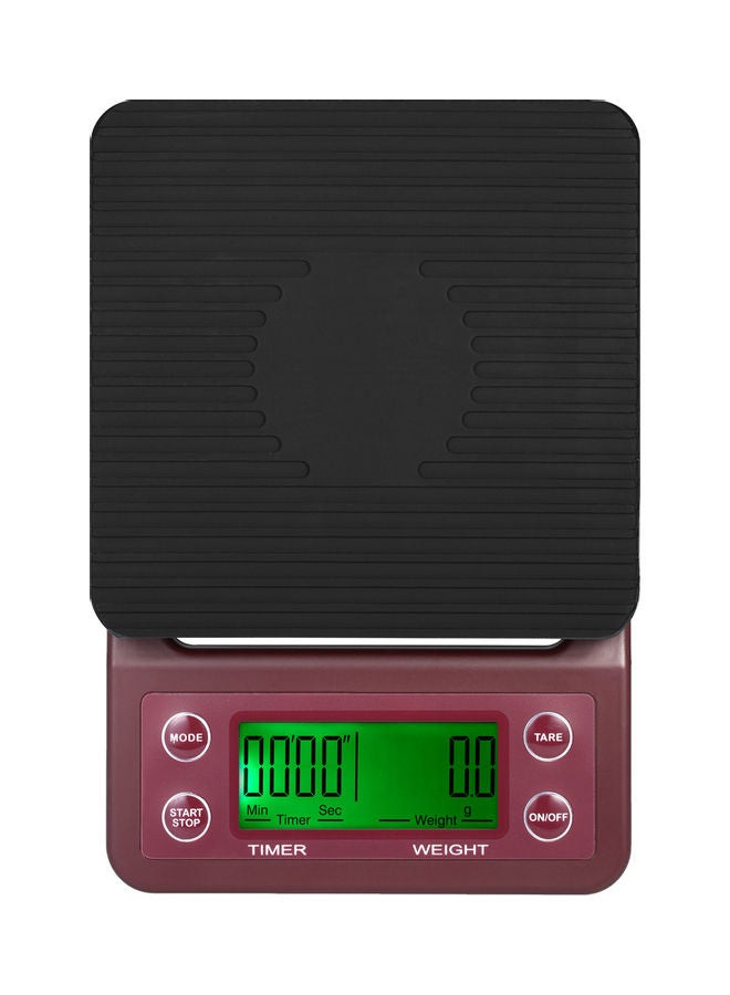 Digital Kitchen Scale Food Scale Coffee Scale with Timer and Tare 3kg/0.1g Accurate Electric Kitchen Scale with Large LCD 5 Units Burgundy 23*5*15cm - Image 3