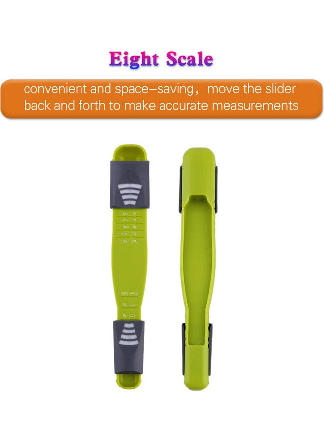 Adjustable Measuring Spoons  8 Scales Gram Milliliter Measuring Spoon Coffee Powder Spoon Suitable for Kitchen Household Green